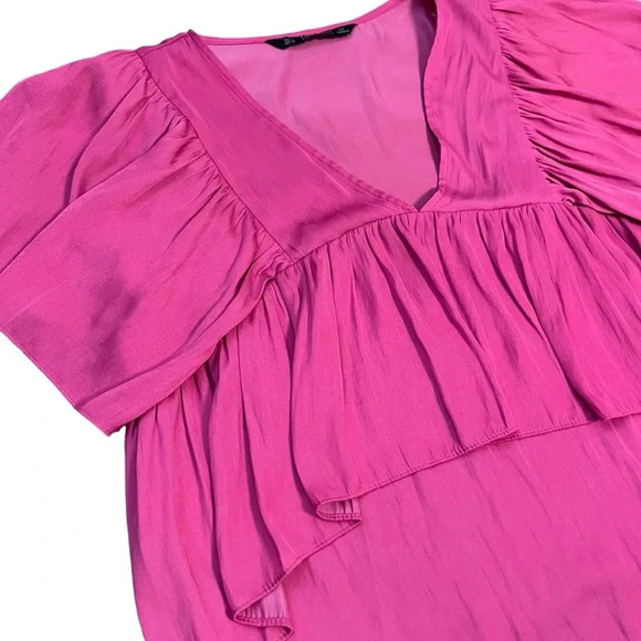 Zara Basic Hot Pink Tiered Top - Picture 2 of 4